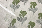 Artistic Block Print Beige Floral Thick Linen Fabric - Manmohan
