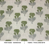 Artistic Block Print Beige Floral Thick Linen Fabric - Manmohan