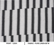 Hand Block Print Black Stripe Pure Linen Boho Fabric - Lekh Design