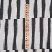 Hand Block Print Black Stripe Pure Linen Boho Fabric - Lekh Design