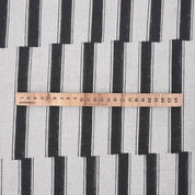 Hand Block Print Black Stripe Pure Linen Boho Fabric - Lekh Design