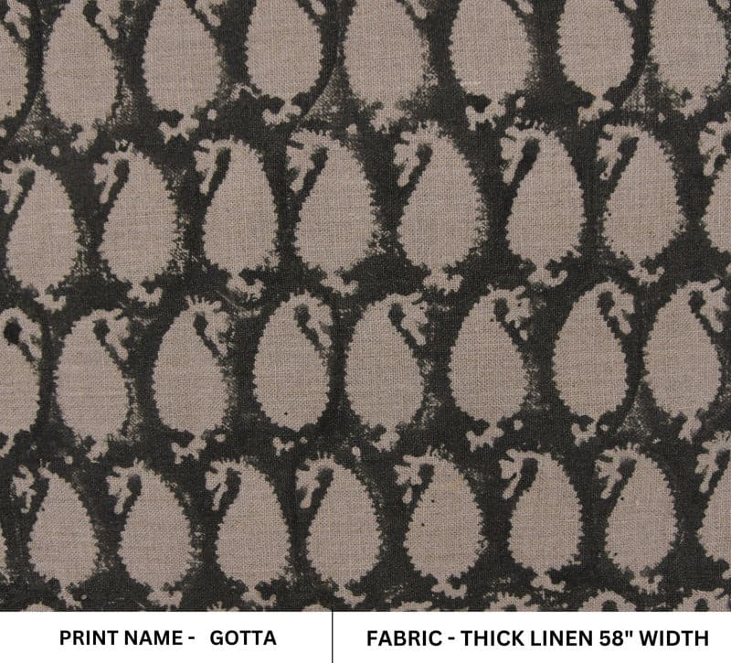 Handcraft Block Print Visceous Linen Fabric For Room Interior - Gotta