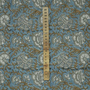Block Print Blue & Brown Floral Linen Fabric – Sonakshi