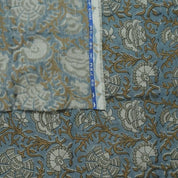 Block Print Blue & Brown Floral Linen Fabric – Sonakshi
