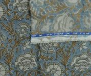 Block Print Blue & Brown Floral Linen Fabric – Sonakshi