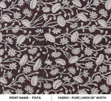Block Print Floral Linen Curtain For Home Decor - Pishta