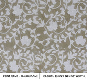 Block Print Floral Thick Linen Fabric ForHome Decor -  Ranabhoomi