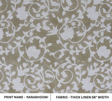 Block Print Floral Thick Linen Fabric ForHome Decor -  Ranabhoomi