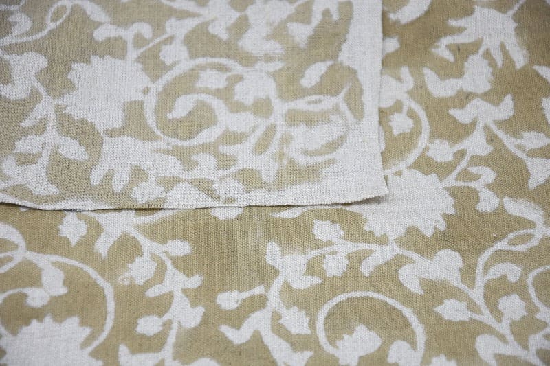 Block Print Floral Thick Linen Fabric ForHome Decor -  Ranabhoomi