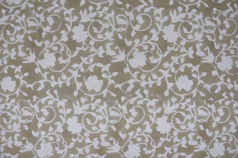 Block Print Floral Thick Linen Fabric ForHome Decor -  Ranabhoomi