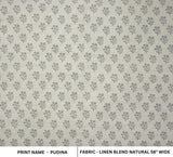 Block Printed Gray Linen Cushion Fabric - Pudina