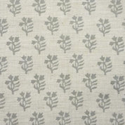 Block Printed Gray Linen Cushion Fabric - Pudina
