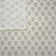 Block Printed Gray Linen Cushion Fabric - Pudina