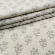 Block Printed Gray Linen Cushion Fabric - Pudina