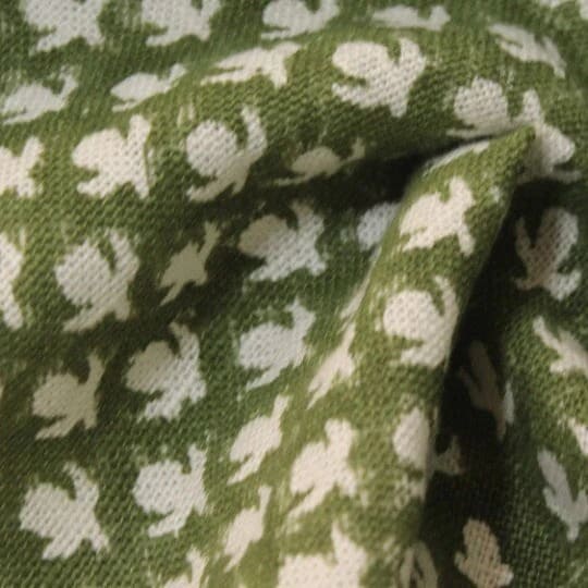 Block Print Green Cactus Linen Fabric - Roli  moli