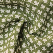 Block Print Green Cactus Linen Fabric - Roli  moli
