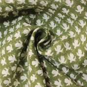 Block Print Green Cactus Linen Fabric - Roli  moli