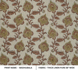 Block Printed Green & Brown Linen Fabric - Madhubala