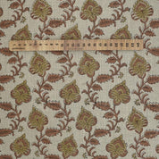 Block Printed Green & Brown Linen Fabric - Madhubala
