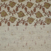 Block Printed Green & Brown Linen Fabric - Madhubala