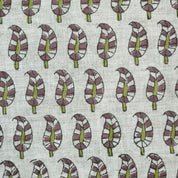 Block Printed Green & Gray Viscose Linen Fabric - Lil Paialey