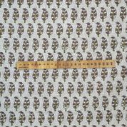 Block Printed Green & Gray Viscose Linen Fabric - Lil Paialey