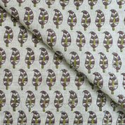 Block Printed Green & Gray Viscose Linen Fabric - Lil Paialey