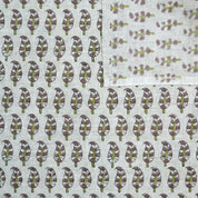Block Printed Green & Gray Viscose Linen Fabric - Lil Paialey
