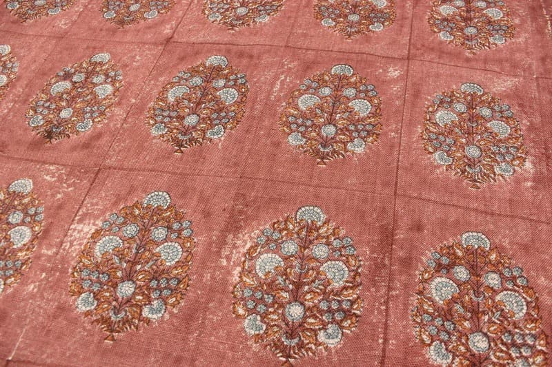 Hand Woven Block Print Thick Linen Fabric Design – Guldasta