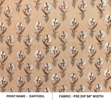 Hand Block Printed Brown & Dark Fabric for Farmhouse Decor - Daffodil