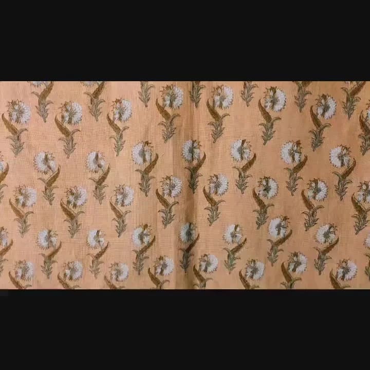 Hand Block Printed Brown & Dark Fabric for Farmhouse Decor - Daffodil