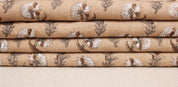 Hand Block Printed Brown & Dark Fabric for Farmhouse Decor - Daffodil