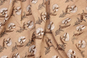 Hand Block Printed Brown & Dark Fabric for Farmhouse Decor - Daffodil