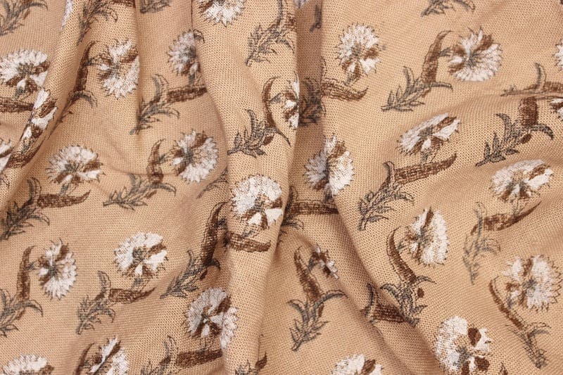 Hand Block Printed Brown & Dark Fabric for Farmhouse Decor - Daffodil