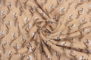 Hand Block Printed Brown & Dark Fabric for Farmhouse Decor - Daffodil