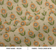 Block Print Handmade Thick linen fabric For Room Interior - Arjun
