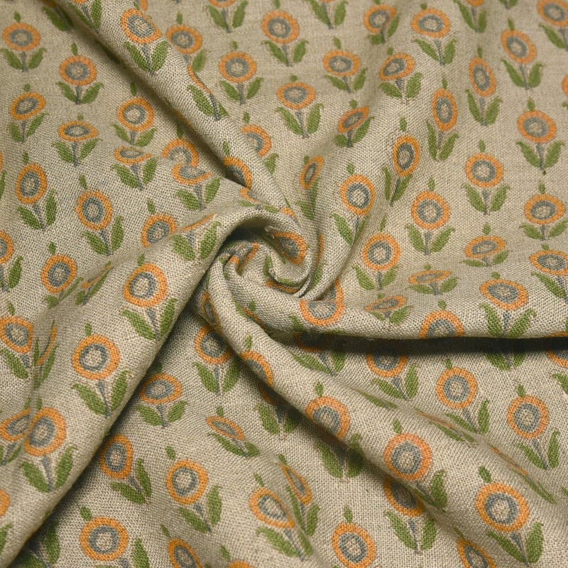 Block Print Handmade Thick linen fabric For Room Interior - Arjun
