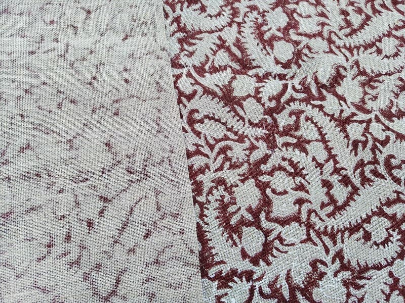 Handmade Block Print Thick linen Fabric For Pillow Cover - Black Forest