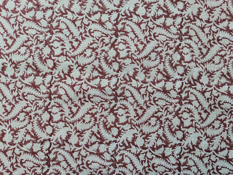 Handmade Block Print Thick linen Fabric For Pillow Cover - Black Forest
