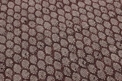 Block Print Indian Linen Fabric Brown Leaves - Sangmarmar