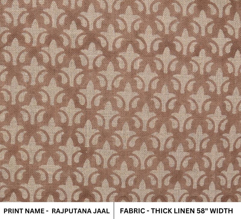 Block Print Rust Floral Linen Pillow Fabric - Rajputana Jaal
