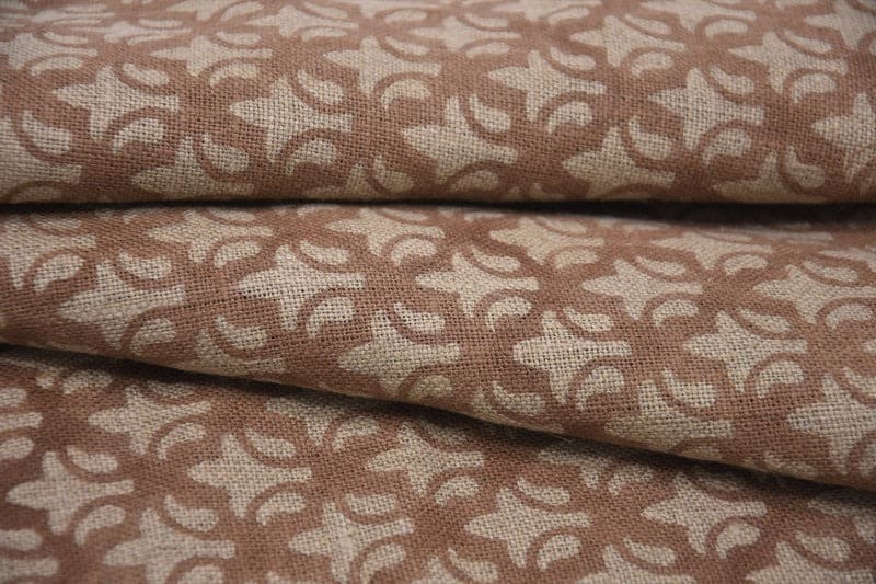 Block Print Rust Floral Linen Pillow Fabric - Rajputana Jaal