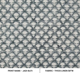 Hand Block Print Visceous Thick Linen Fabric For Pillow Couch Jadi- Buti