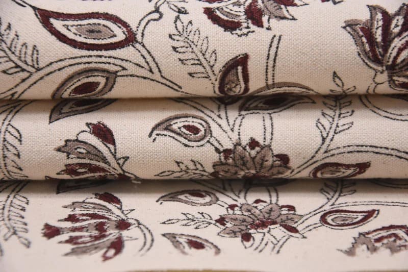 Block Print Boho Floral Duck Canvas Cushion Fabric – Saraswati