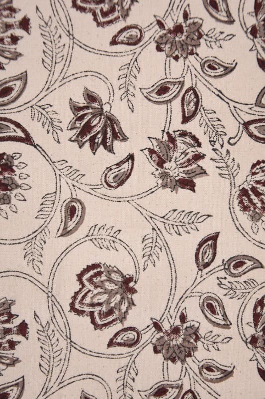 Block Print Boho Floral Duck Canvas Cushion Fabric – Saraswati