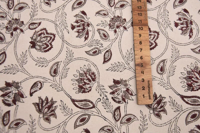 Block Print Boho Floral Duck Canvas Cushion Fabric – Saraswati
