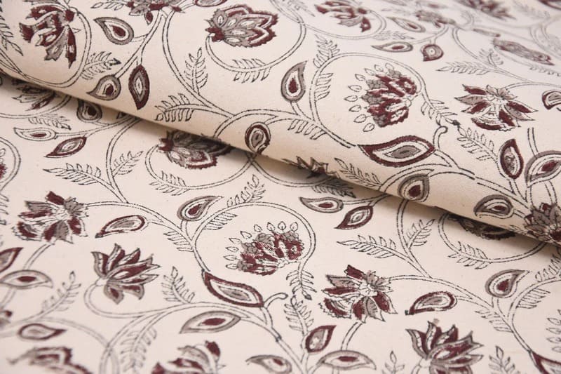 Block Print Boho Floral Duck Canvas Cushion Fabric – Saraswati