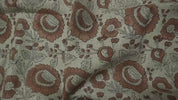 Block Print Brown Gray Floral Linen Fabric for Curtains – Sun Flower