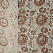 Block Print Brown Gray Floral Linen Fabric for Curtains – Sun Flower