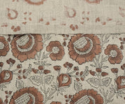 Block Print Brown Gray Floral Linen Fabric for Curtains – Sun Flower